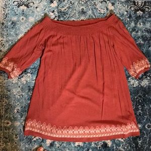 Burnt orange off-the-shoulder sun dress